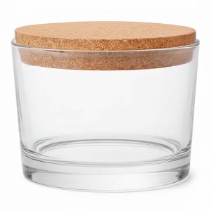 Vaso de 205 ml. de cristal con corcho para velas